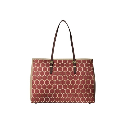 TKANINA WODOODPORNA złoty plaster miodu na bordowym