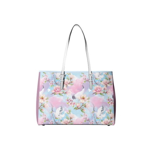 TKANINA WODOODPORNA Żurawie i magnolie na jasnym tle bag.jpg