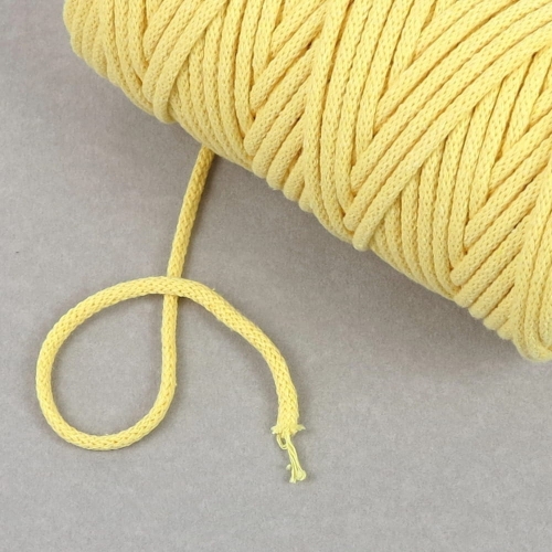 Sznurek bawełniany z rdzeniem 5 mm żółty - motek 100 m