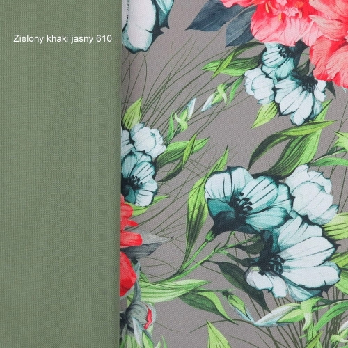 TKANINA WODOODPORNA Lilie i peonie na szarym