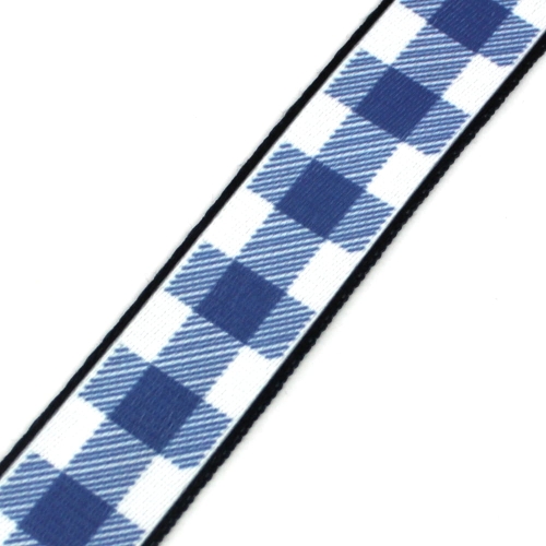 Taśma nośna 38 mm kratka biało-niebieska