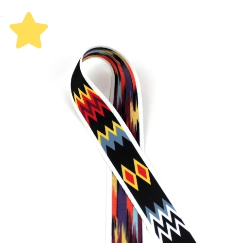 Taśma nośna 38 mm zygzak biały, żółty, czerwony