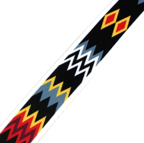 Taśma nośna 38 mm zygzak biały, żółty, czerwony