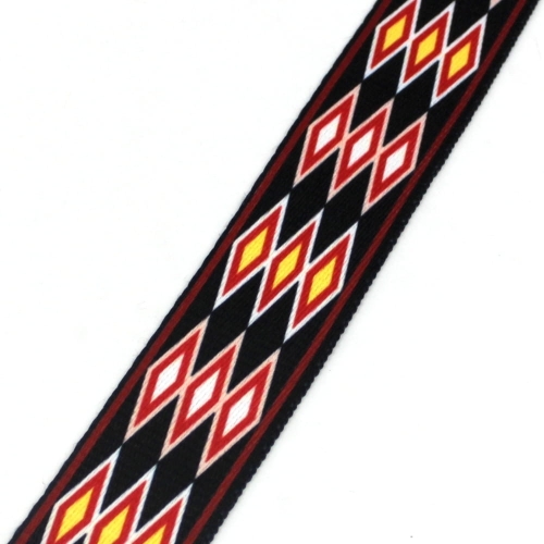 Taśma nośna 38 mm romby białe, żółte, czerwone