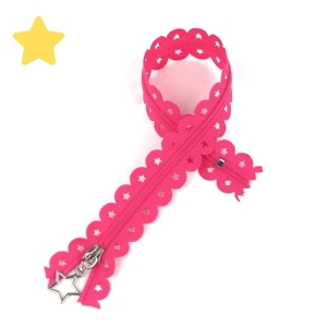 Zamek ozdobny 25 cm taśma z gwiazdkami różowy