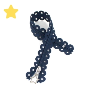 Zamek ozdobny 25 cm taśma z gwiazdkami granatowy