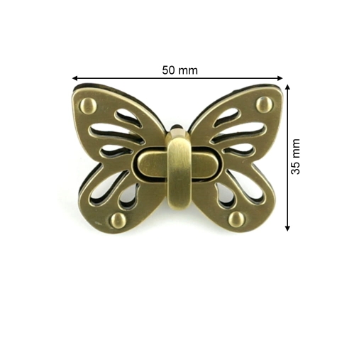 Zapięcie obrotowe 5 szt. 50x35 mm motyl kolor stare złoto
