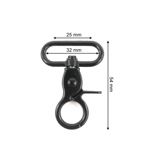 Karabińczyk 32 mm matowy kolor czarny