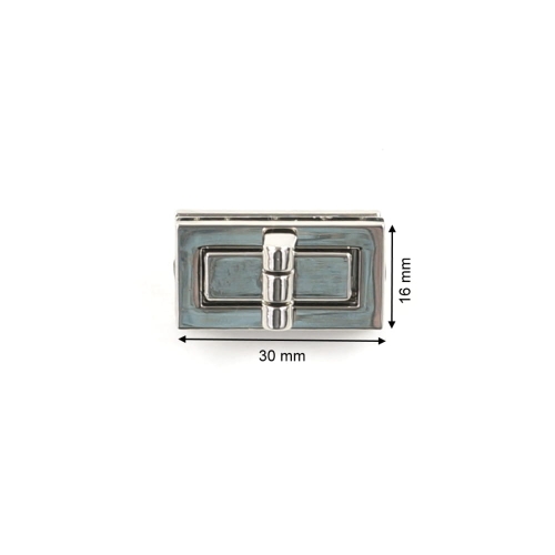 Zapięcie obrotowe 30x16mm do torebki kolor srebrny
