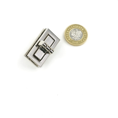Zapięcie obrotowe 30x16mm do torebki kolor srebrny