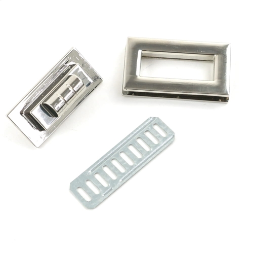 Zapięcie obrotowe 40x20mm do torebki kolor srebrny