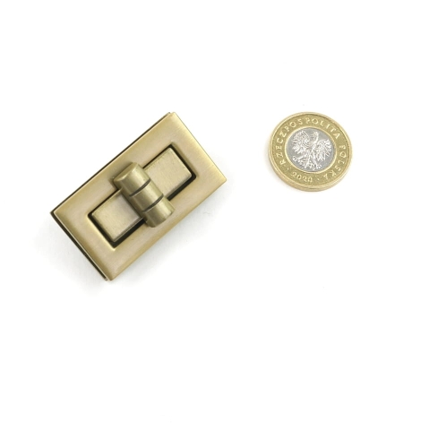 Zapięcie obrotowe 40x20mm do torebki kolor stare złoto