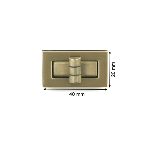 Zapięcie obrotowe 40x20mm do torebki kolor stare złoto