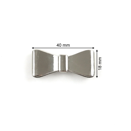 Ozdoba kokardka metalowa 40 x 18 mm kolor srebrny
