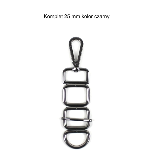Karabińczyk 25 mm kwadratowy kolor czarny