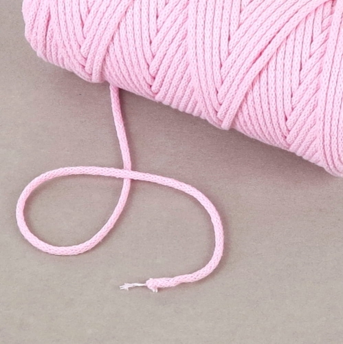 Sznurek bawełniany 3 mm pleciony różowy jasny