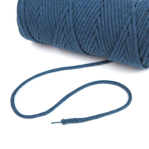 Sznurek bawełniany 3 mm pleciony jeansowy