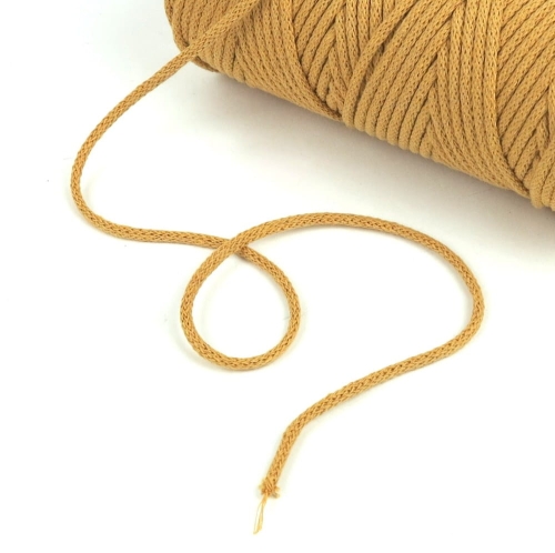 Sznurek bawełniany 3 mm pleciony musztardowy