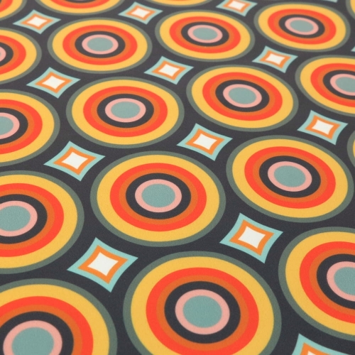 WELUR TAPICERSKI Kółka retro pomarańczowe na grafitowym