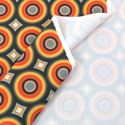 WELUR TAPICERSKI Kółka retro pomarańczowe na grafitowym