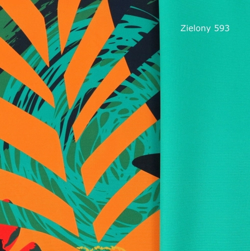TKANINA WODOODPORNA Abstrakcja liście pomarańczowo-zielone - duży wzór