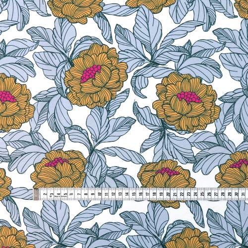 TKANINA WODOODPORNA English Flowers MIÓD