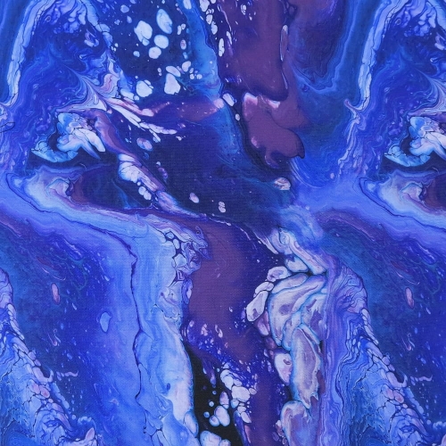 TKANINA WODOODPORNA Abstrakcja pouring - fioletowa