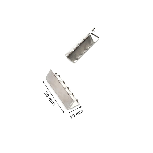 Zakończenie metalowe 30 mm do taśmy nośnej kolor srebrny