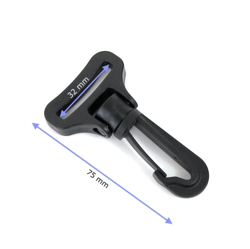 Karabińczyk 30 mm plastikowy obrotowy czarny