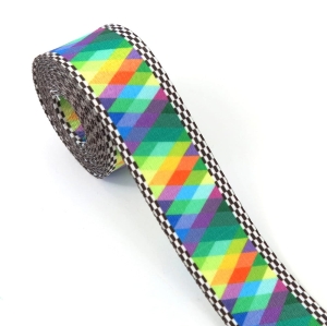 Taśma nośna 38 mm poliestrowa kolorowe romby