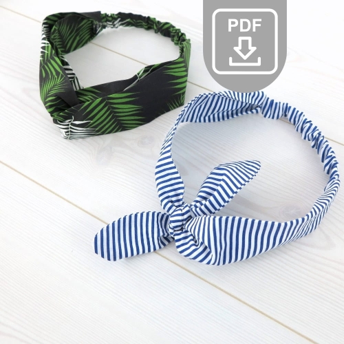 Wykrój - Dwie opaski - wiązana i turban