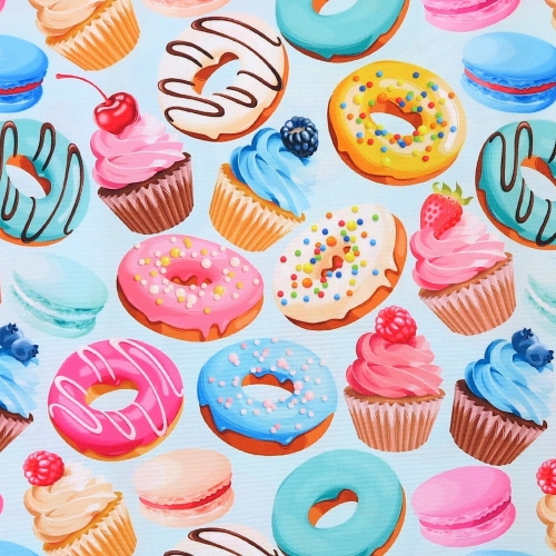 TKANINA WODOODPORNA OXFORD Babeczki i pączki [6-8]