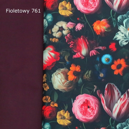 TKANINA WODOODPORNA Tulipany w kwiatach na czarnym