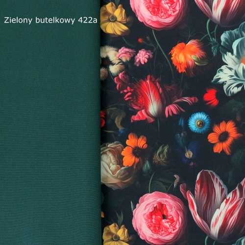 TKANINA WODOODPORNA Tulipany w kwiatach na czarnym