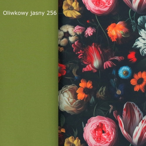 TKANINA WODOODPORNA Tulipany w kwiatach na czarnym