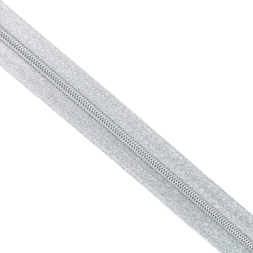 Taśma suwakowa spiralna 5 mm srebrna na srebrnym