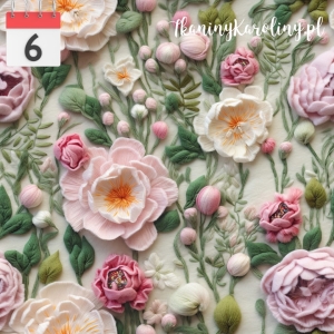 TKANINA WODOODPORNA OXFORD Haft kwiaty 2 [6]