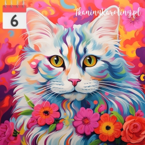 Panel wodoodporny 50x50cm Kot w kwiatach 3 [6]