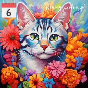 Panel wodoodporny 50x50cm Kot w kwiatach 4 [6]