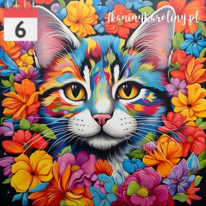 Panel wodoodporny 50x50cm Kot w kwiatach 6 [6]