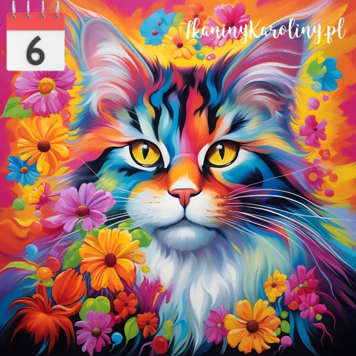 Panel wodoodporny 50x50cm Kot w kwiatach 8 [6]