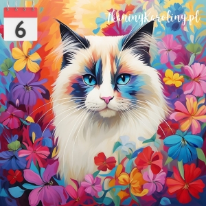 Panel wodoodporny 50x50cm Kot w kwiatach 11 [6]