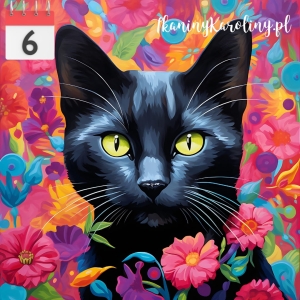 Panel wodoodporny 50x50cm Kot w kwiatach 13 [6]