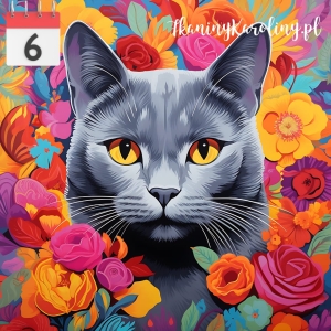 Panel wodoodporny 50x50cm Kot w kwiatach 16 [6]