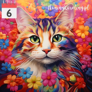 Panel wodoodporny 50x50cm Kot w kwiatach 22 [6]