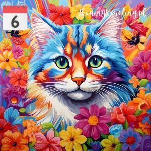 Panel wodoodporny 50x50cm Kot w kwiatach 28 [6]