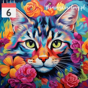 Panel wodoodporny 50x50cm Kot w kwiatach 29 [6]