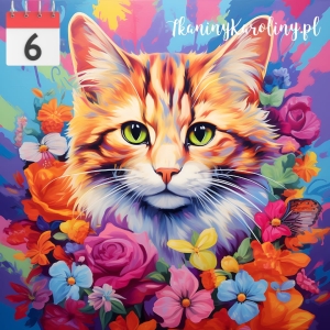 Panel welurowy Kot w kwiatach 7 [6]