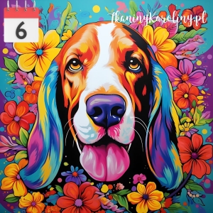 Panel wodoodporny Pies beagle w kwiatach [6]