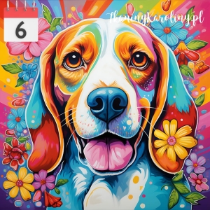 Panel wodoodporny Pies beagle w kwiatach 2 [6]